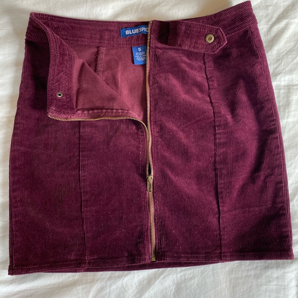 Corduroy maroon miniskirt - Picture 2 of 5